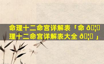 命理十二命宫详解表「命 🦅 理十二命宫详解表大全 🦅 」